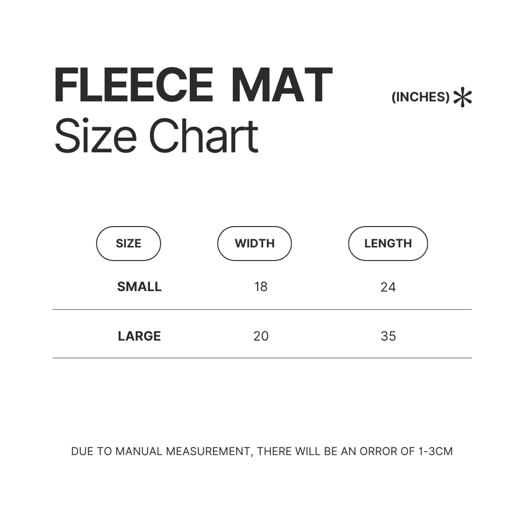 Fleece Mat Size Chart - One Punch Man UK Shop
