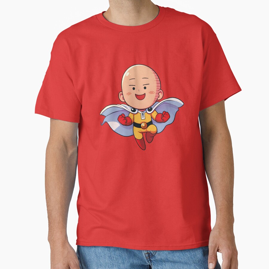 Cute Bald Superhero Chibi Kawaii One Punch Hero Anime Fan Art Gift T-shirt - Image 5