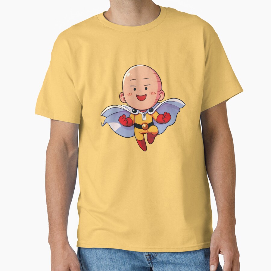 Cute Bald Superhero Chibi Kawaii One Punch Hero Anime Fan Art Gift T-shirt - Image 6