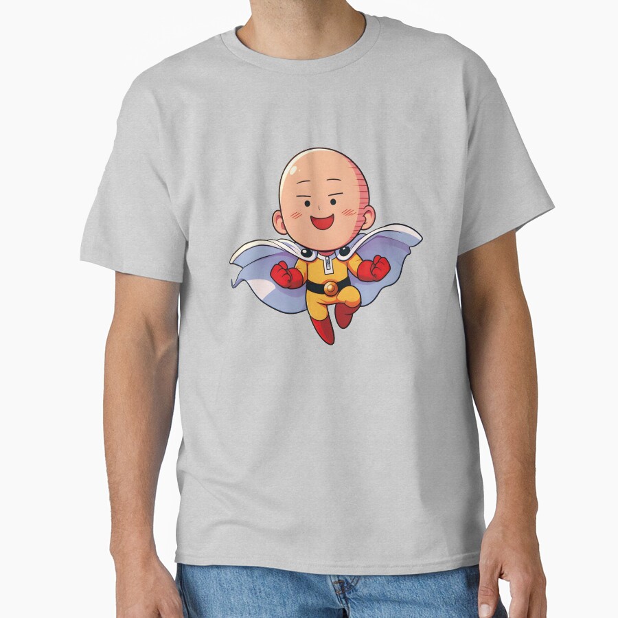 Cute Bald Superhero Chibi Kawaii One Punch Hero Anime Fan Art Gift T-shirt - Image 3
