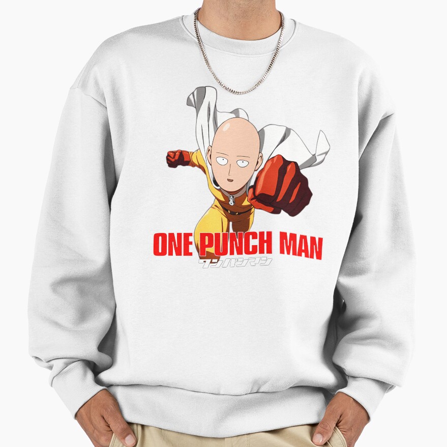 Cool Anime Fist Man Fighter Bald Sweatshirt - Image 2