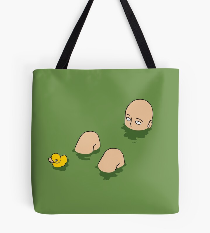 Superhero Bath Time Anime Fist Man Fighter Bald With Ducky Tote Bag