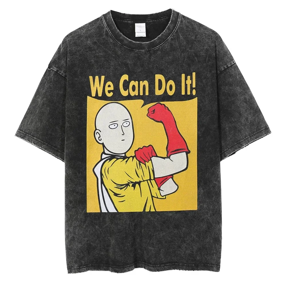 We Can Do It! Anime ONE PUNCH MAN Mineral Wash T-shirt