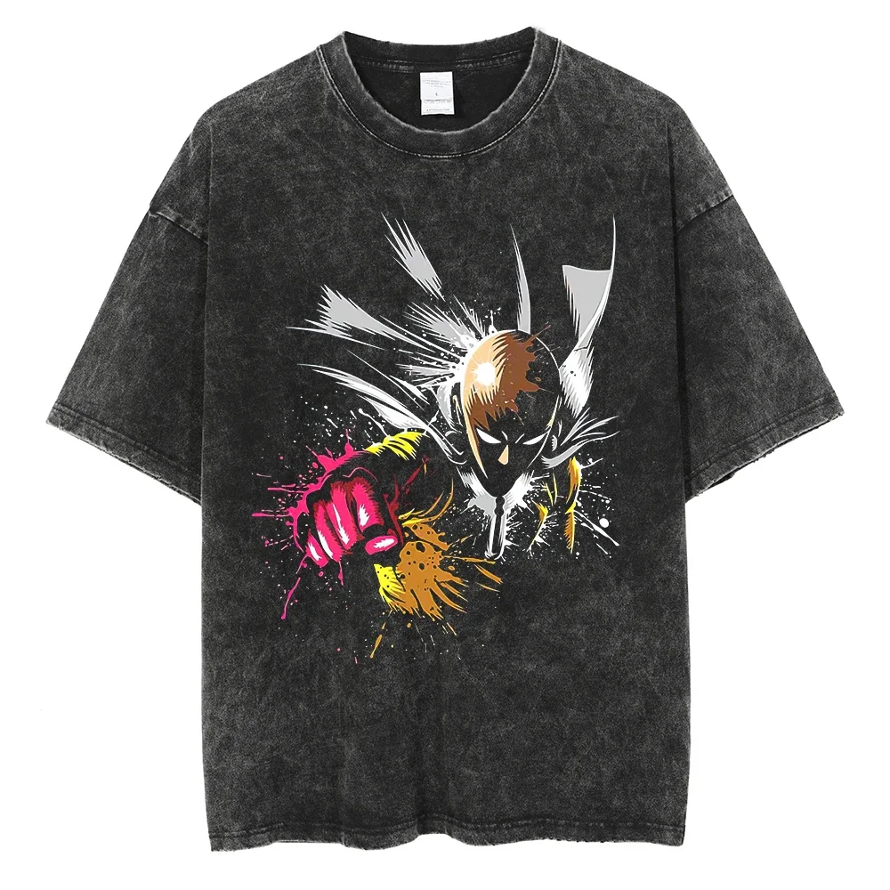 Saitama Cool Anime ONE PUNCH MAN Mineral Wash T-shirt
