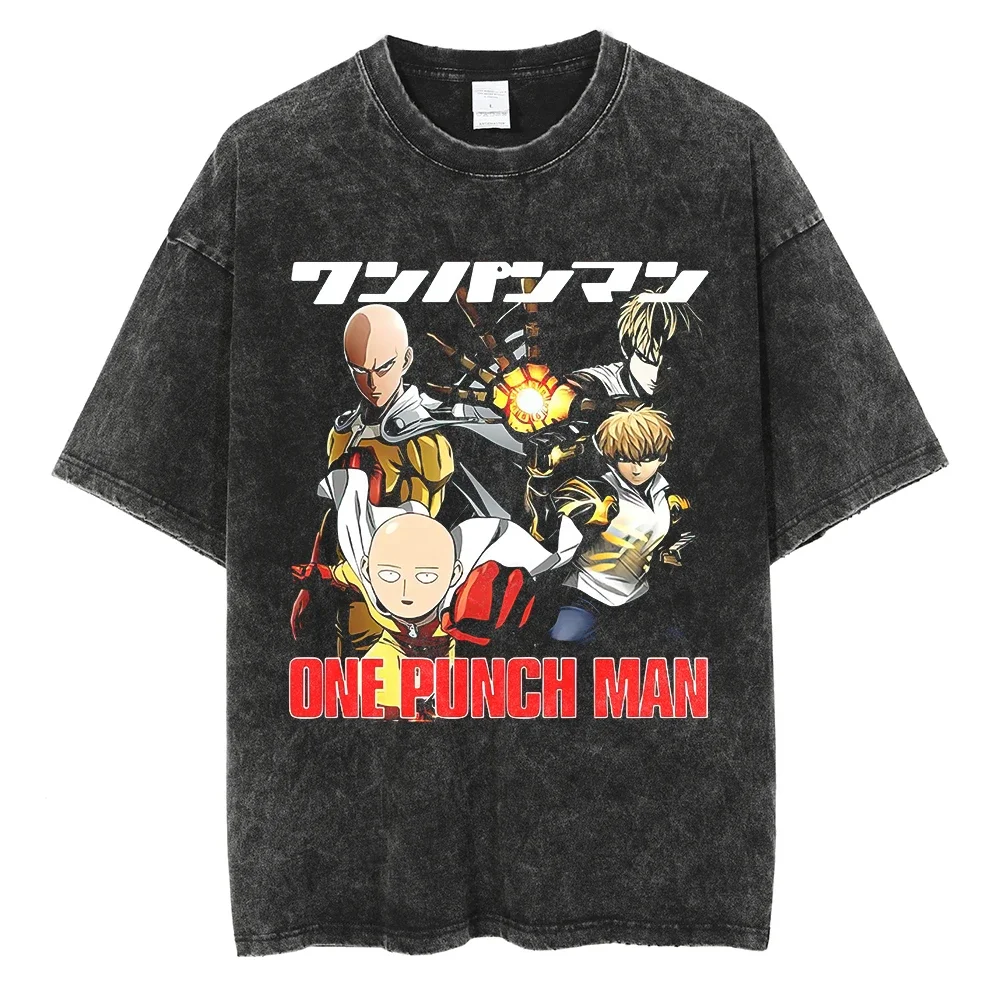 Main Characters Anime ONE PUNCH MAN Mineral Wash T-shirt