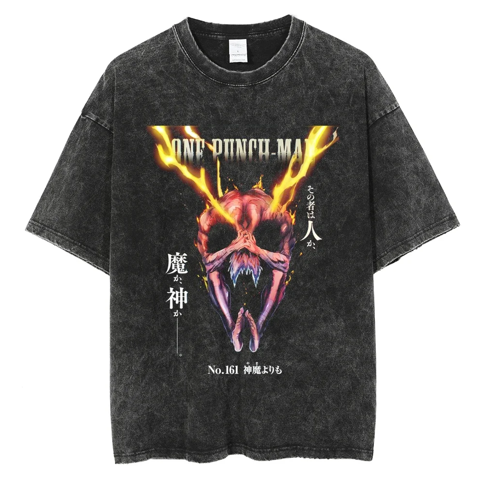 Fire Anime ONE PUNCH MAN Mineral Wash T-shirt
