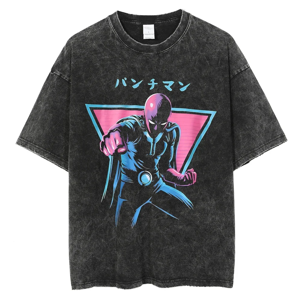 New Design Anime ONE PUNCH MAN Mineral Wash T-shirt