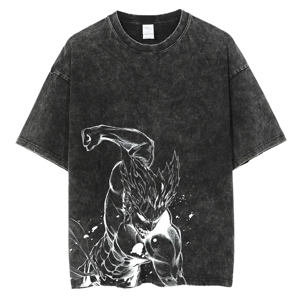 Garou Anime ONE PUNCH MAN Mineral Wash T-shirt