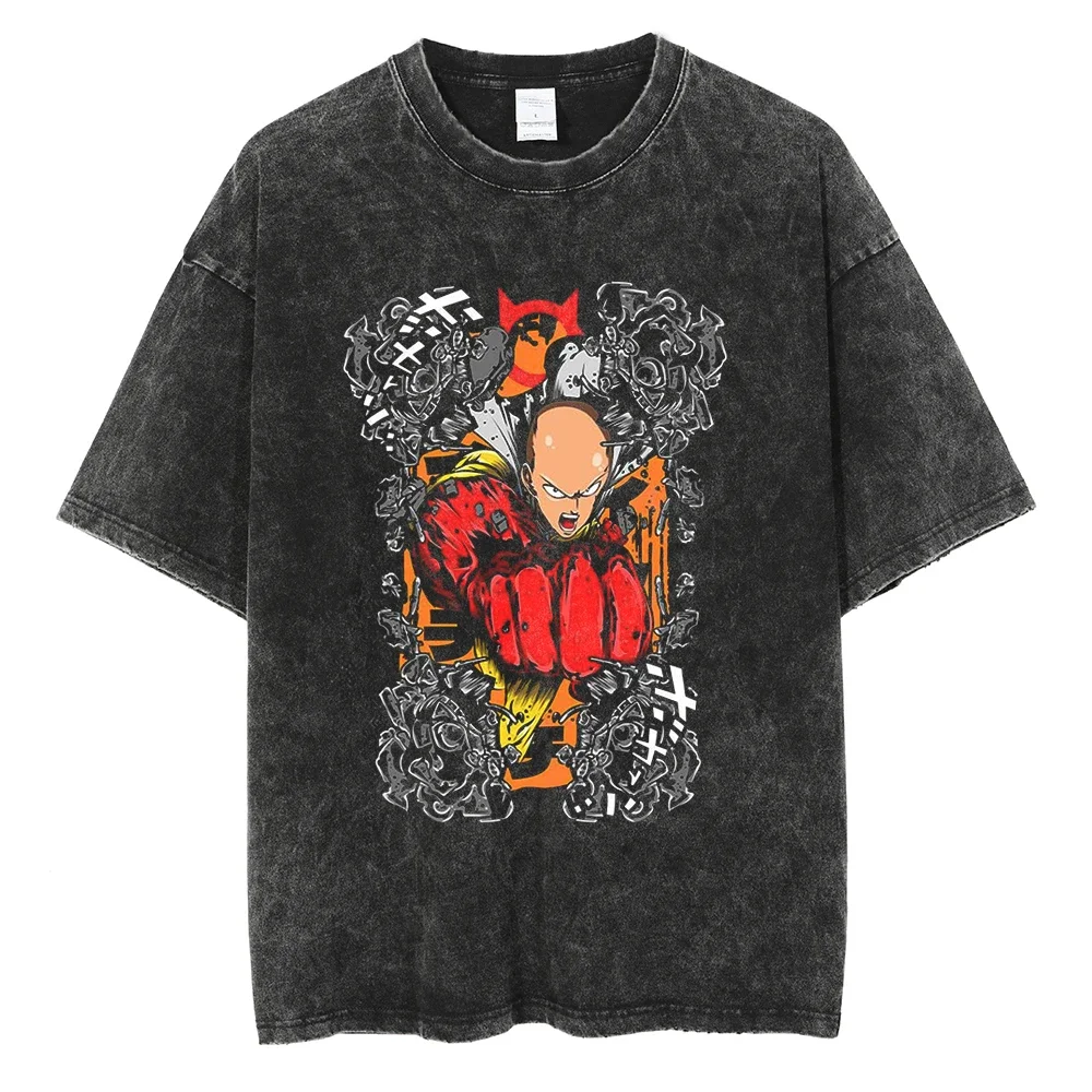 Hit Anime ONE PUNCH MAN Mineral Wash T-shirt